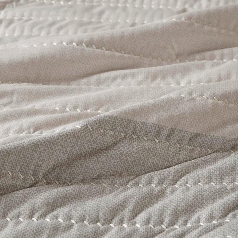 3 Piece Printed Color Blocking Quilt Set