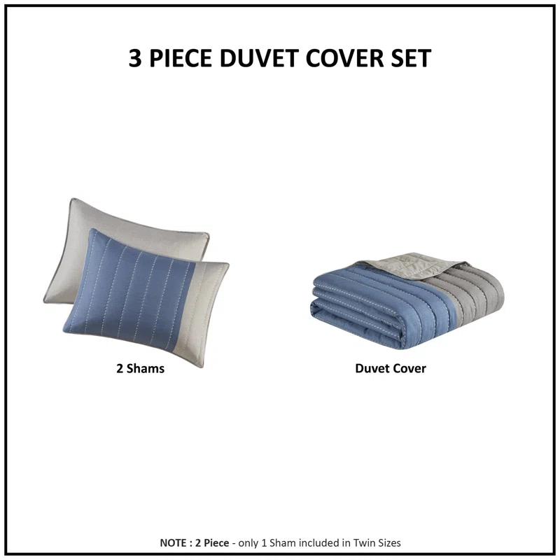 3 Piece Printed Color Blocking Quilt Set