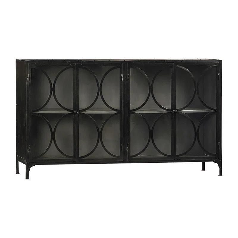 Dudley 75'' Black Iron and Clear Glass Sideboard