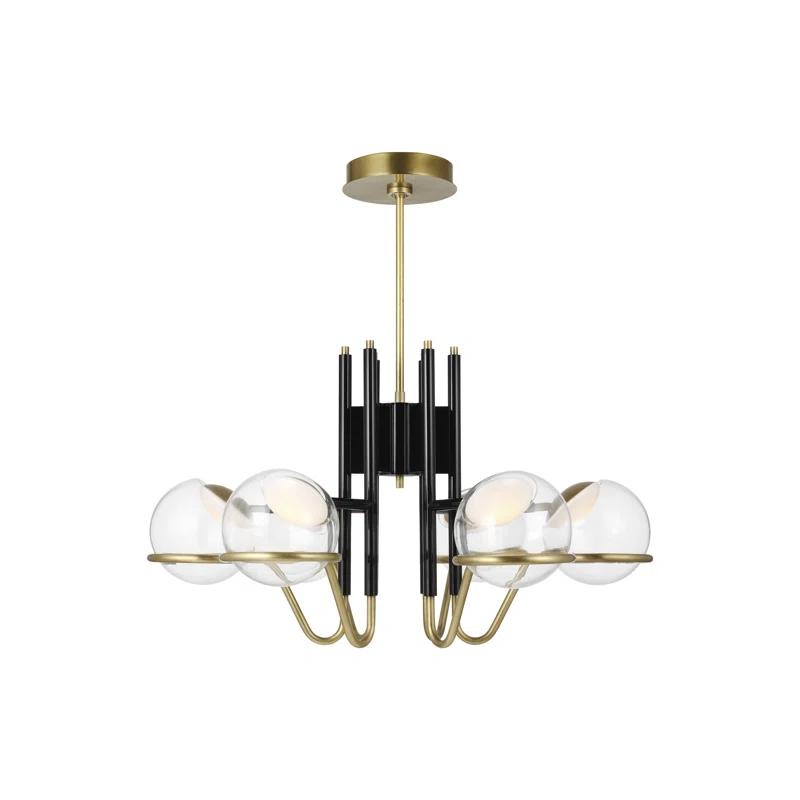 Crosby Glossy Black 29.5" LED Chandelier with Clear Glass Globe Shades
