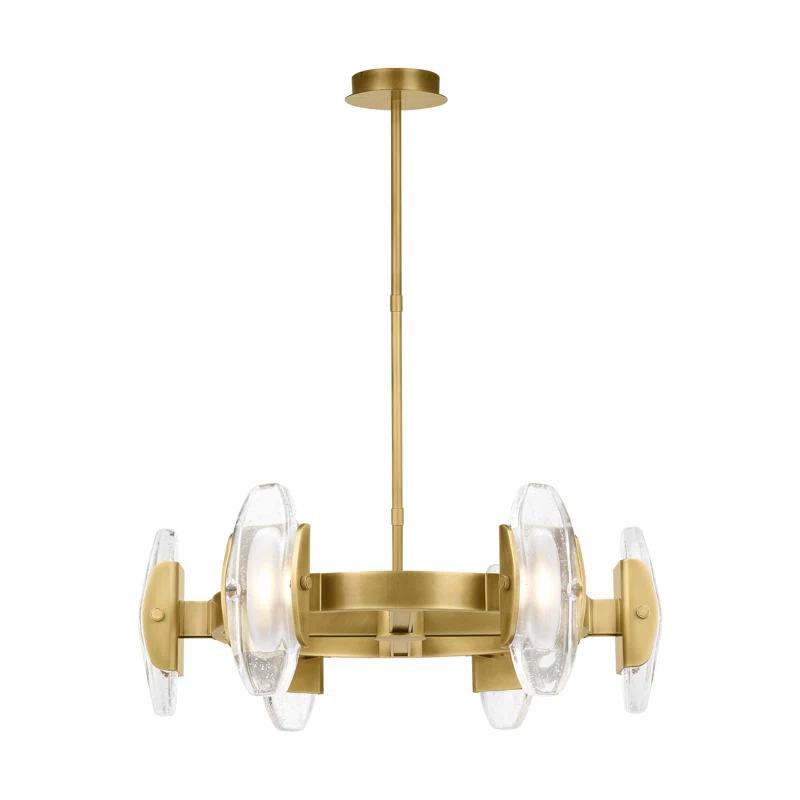 Wythe Medium Plated Brass and Glass LED Chandelier