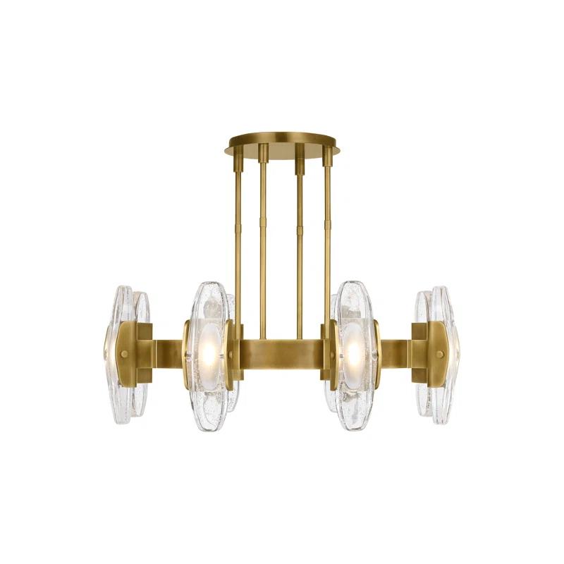 Wythe Large LED Chandelier in Plated Brass with Cast Glass