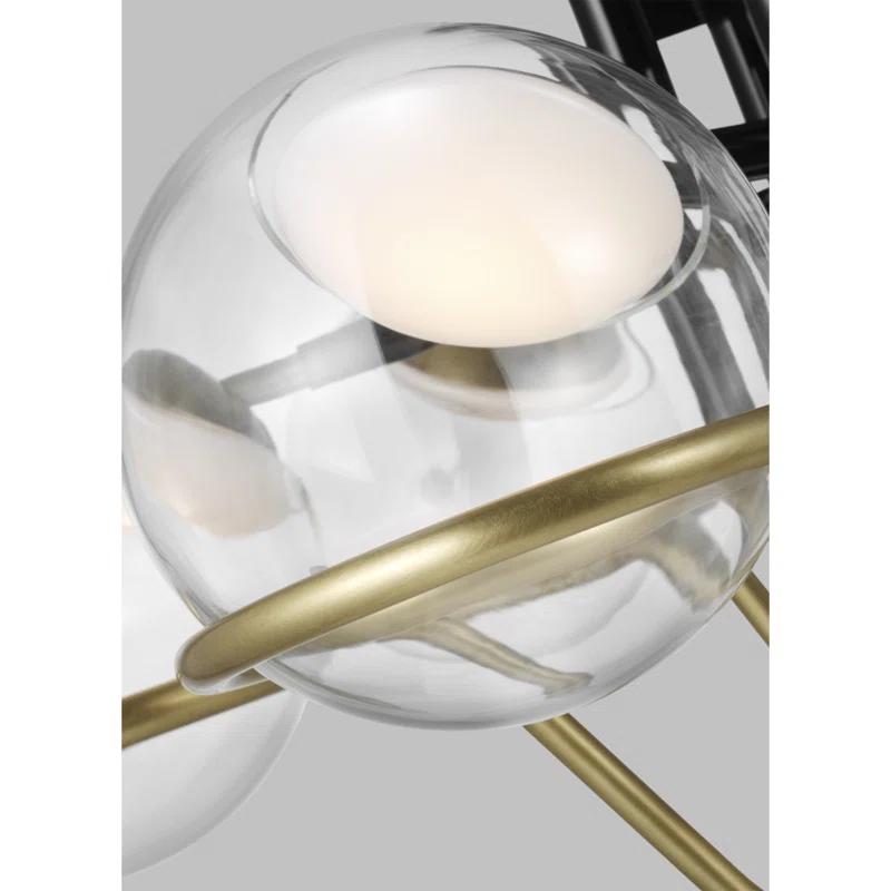 Crosby Glossy Black 29.5" LED Chandelier with Clear Glass Globe Shades
