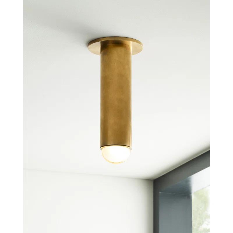 Natural Brass and Crystal LED Flush Mount Light