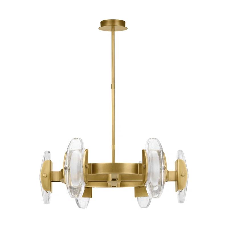 Wythe Medium Plated Brass and Glass LED Chandelier