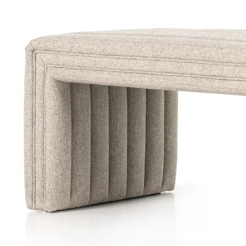 Contemporary Beige Upholstered Storage Bench 61"