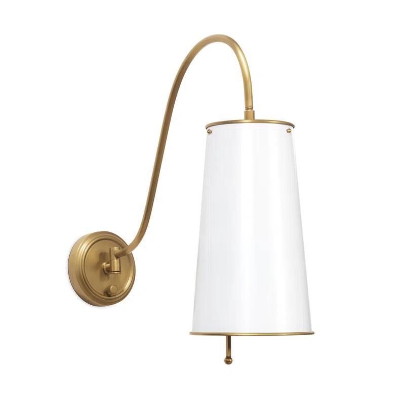 Hattie White Brass Dimmable Sconce with Tapered Cylinder Shade