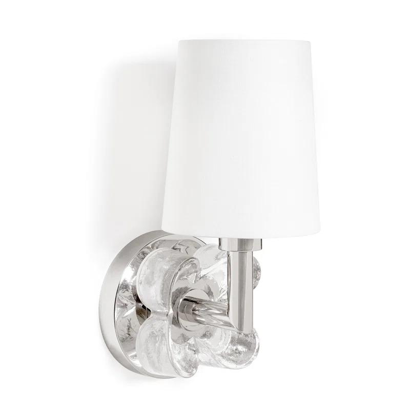 Polished Nickel Single-Light Bella Sconce with Linen Shade