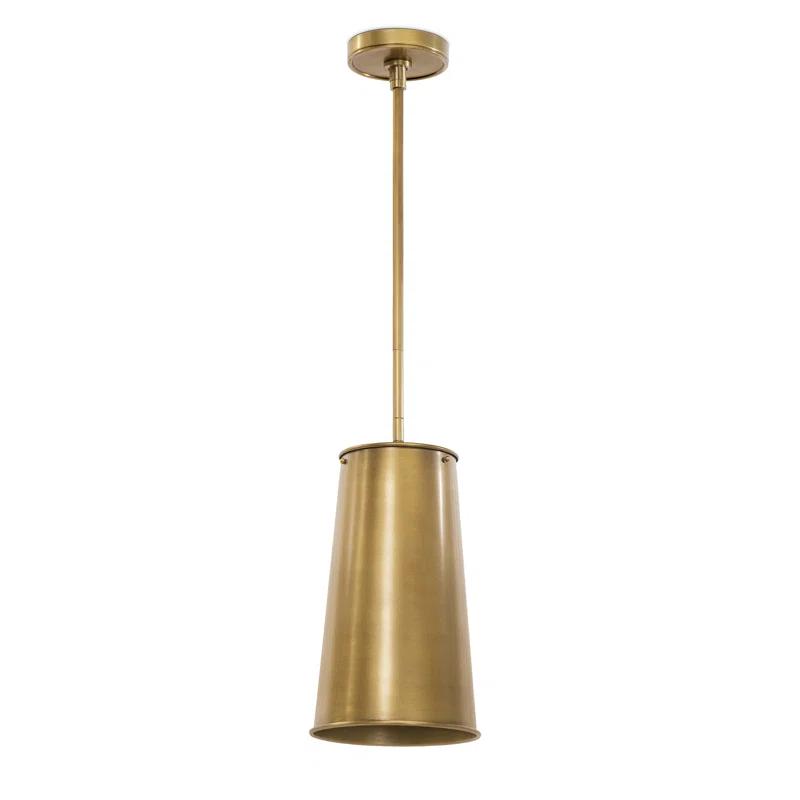 Hattie Elegance Natural Brass Pendant with Tapered Metal Shade