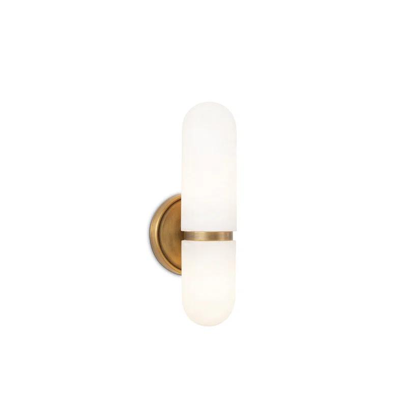 Alabaster and Natural Brass Dual-Light G9 LED Sconce