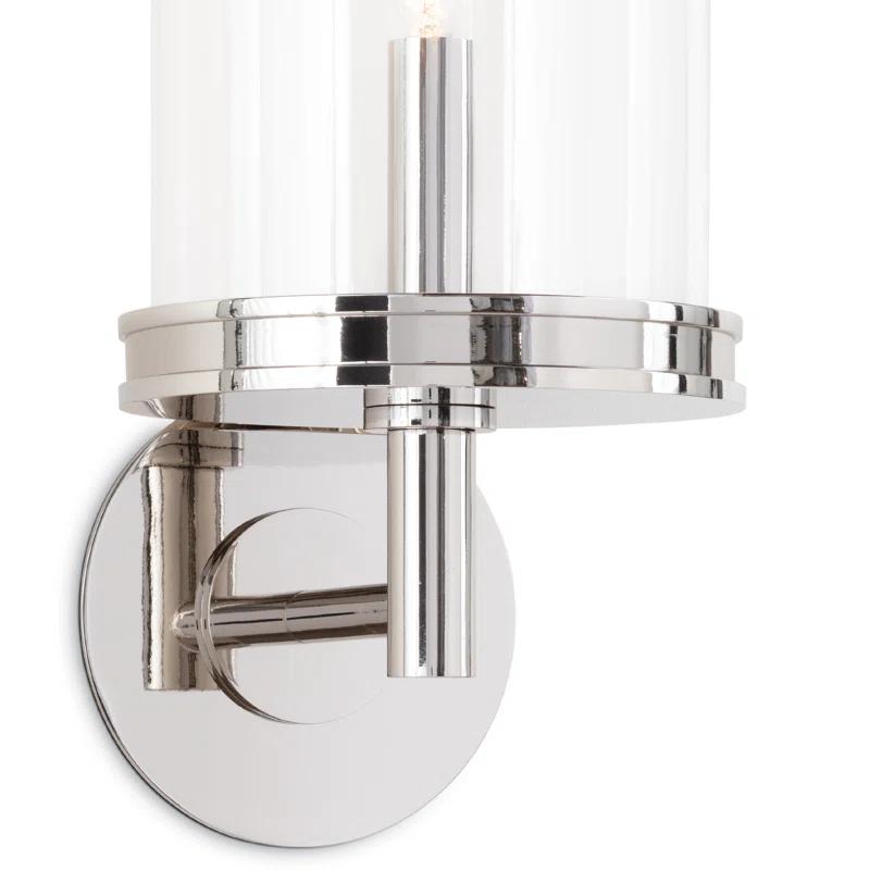 Adria Elegance 1-Light Polished Nickel Sconce with Glass Shade