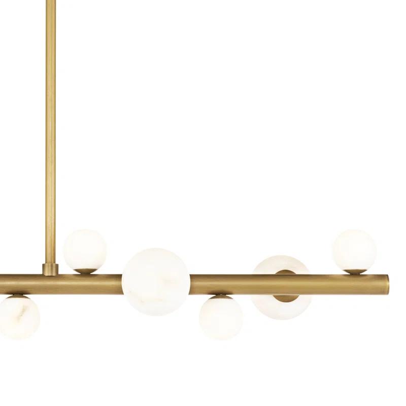 Elegant Alabaster & Brass 10-Light Sculptural Chandelier