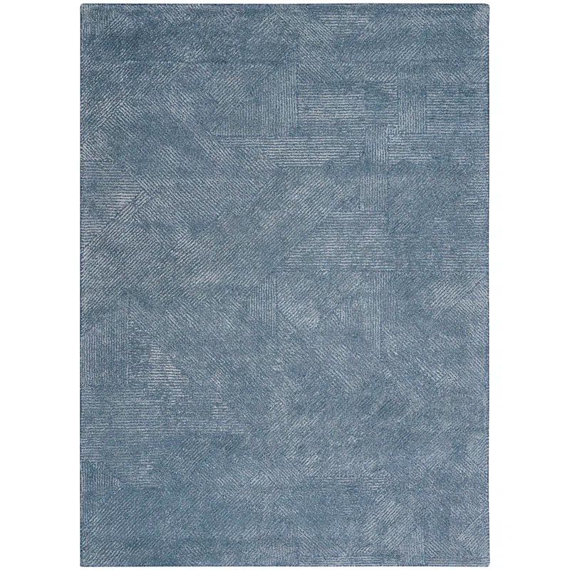 Celestial Abstract 5'3" x 7'3" Blue Hand-Tufted Wool-Viscose Rug