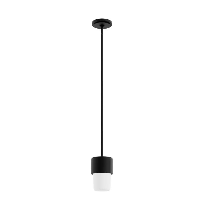 Station 1-Light Black Glass Mini Pendant with LED & Incandescent Compatibility