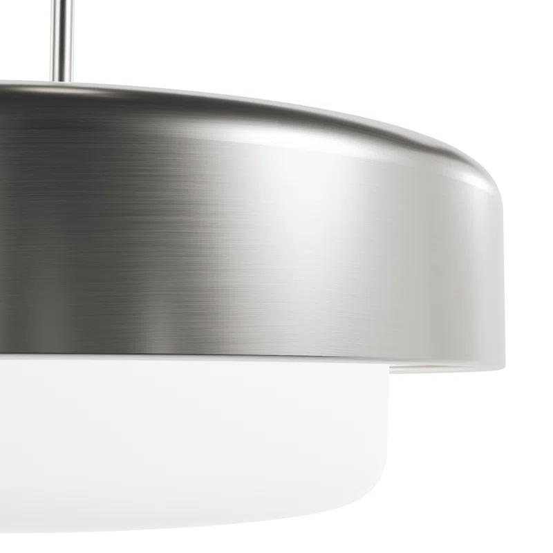 Brushed Nickel 3-Light Drum Pendant with Frosted Glass Shade