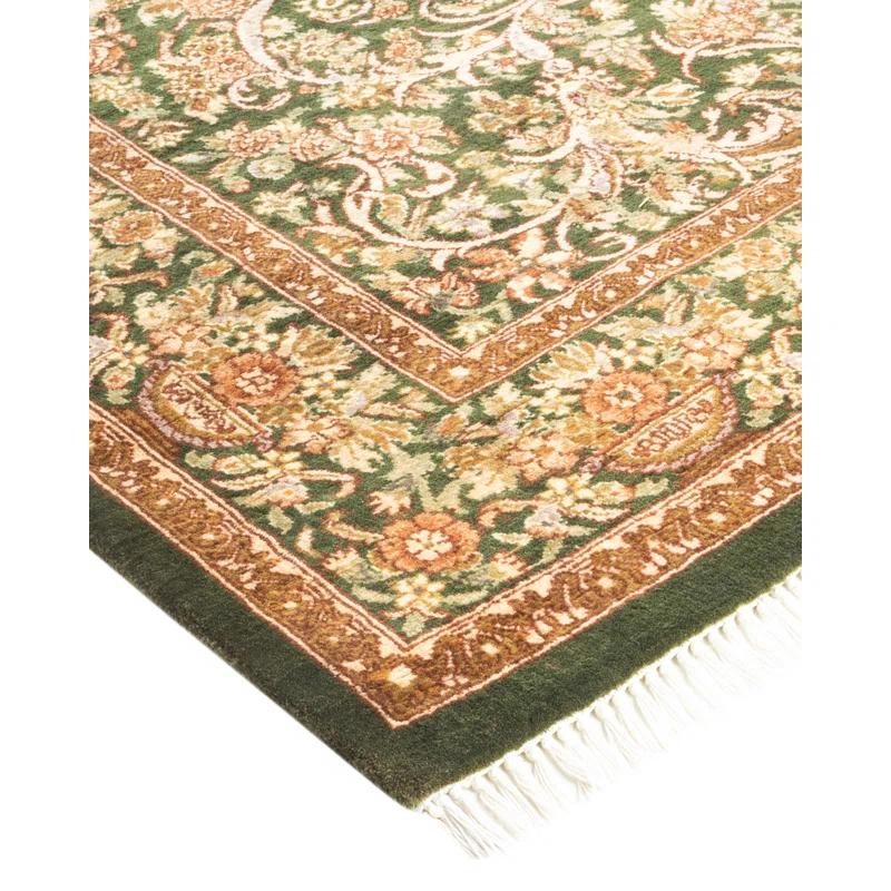 Solo Rugs Classic Hand Knotted Wool Traditional Mogul Green Area Rug 4' 1" x 6' 3" & Reviews | Perigold