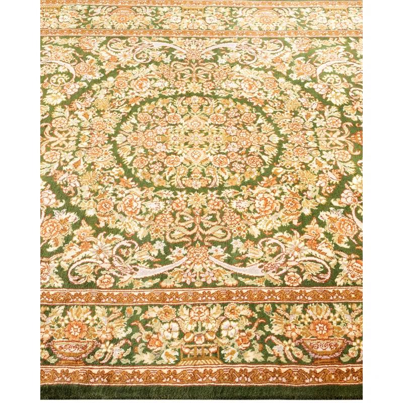 Solo Rugs Classic Hand Knotted Wool Traditional Mogul Green Area Rug 4' 1" x 6' 3" & Reviews | Perigold