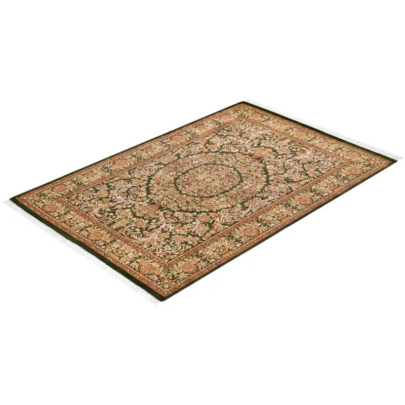 Solo Rugs Classic Hand Knotted Wool Traditional Mogul Green Area Rug 4' 1" x 6' 3" & Reviews | Perigold