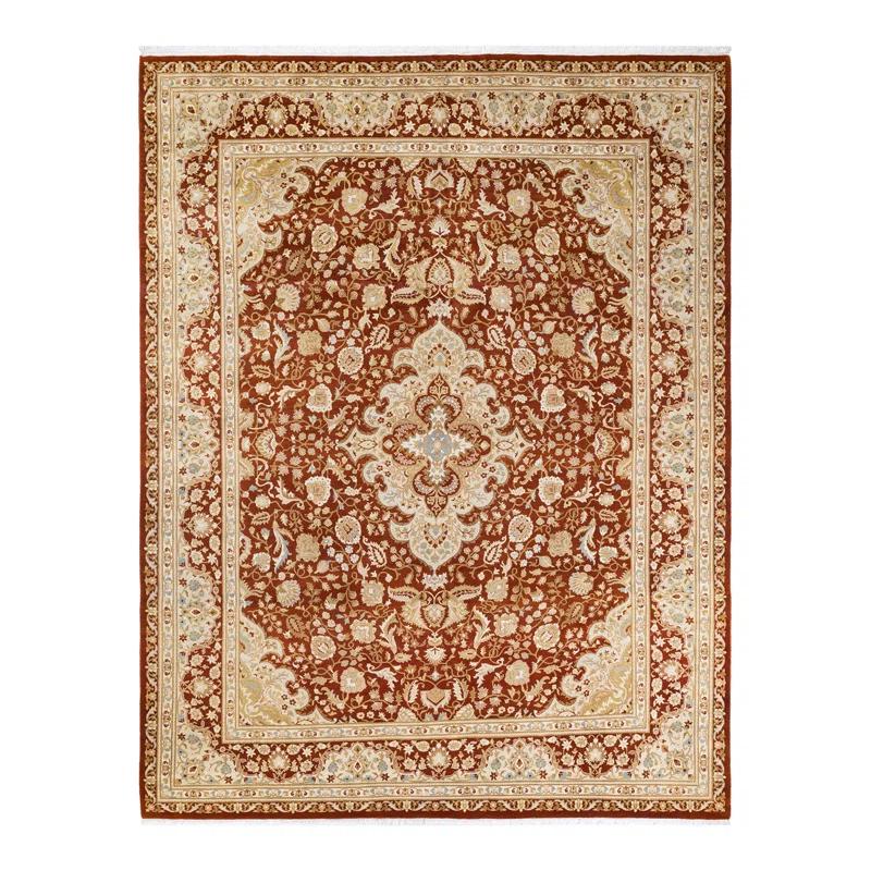 Mogul Orange Hand-Knotted Woolen Area Rug 8' x 10'