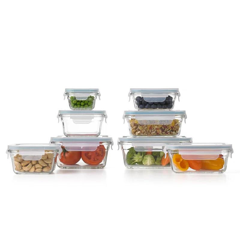 TemperMax Clear Glass 16-Piece Food Storage Set with Airtight Lids