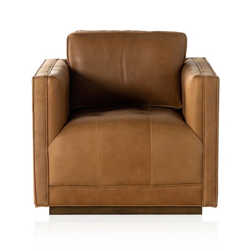 Palermo Cognac Luxurious Leather Swivel Armchair