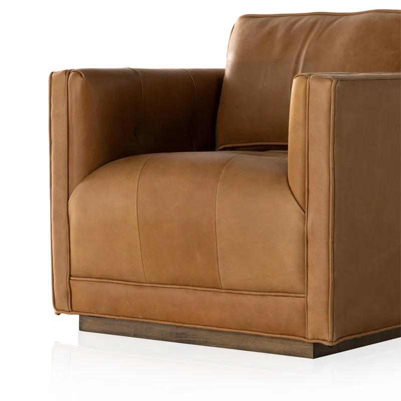 Palermo Cognac Luxurious Leather Swivel Armchair