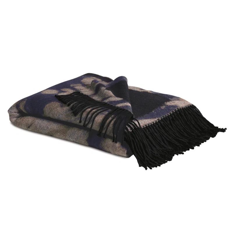 Luisa Hand Woven Full Size Wool Blanket with Twisted Fringe