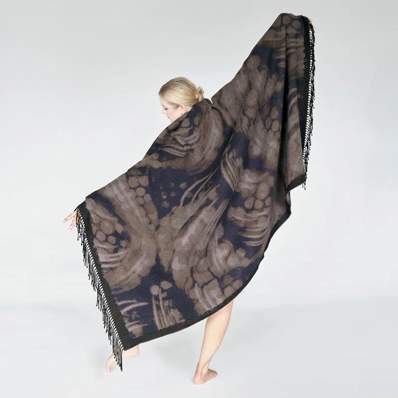 Luisa Hand Woven Full Size Wool Blanket with Twisted Fringe
