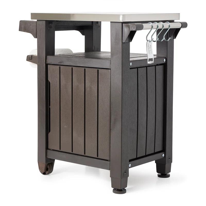 Unity 40 Gallon Brown Outdoor Grill Cart with Stainless Steel Top