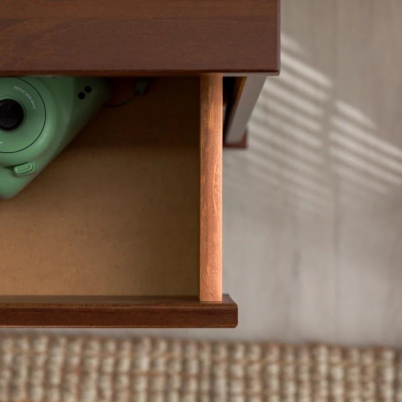 Classic Mid-Century Walnut 1-Drawer Solid Wood Nightstand