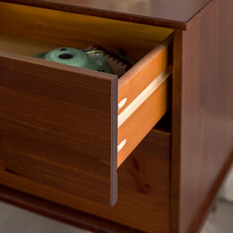 Classic Mid-Century Walnut 1-Drawer Solid Wood Nightstand