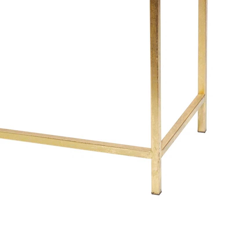 Mercer41 Blaine Wooden Nesting Tray Top Geometric Side End White Accent Table with Gold Metal Legs Set