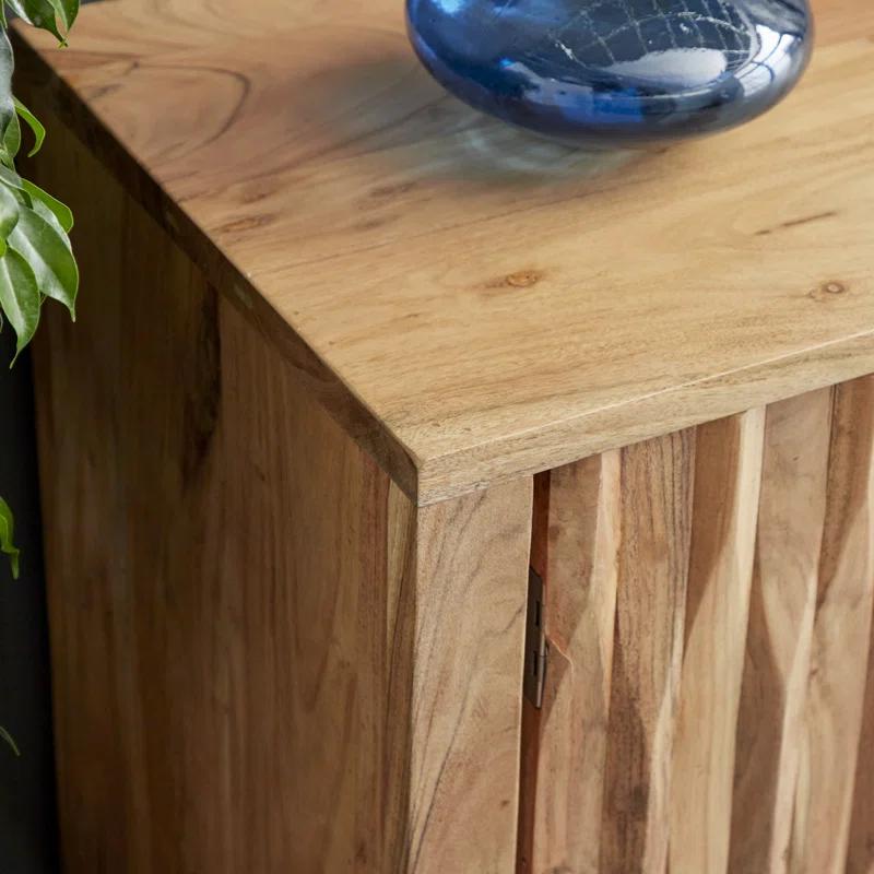 DecMode 72" x 34" Brown Wood 3 Door Geometric Cabinet, 1-Piece