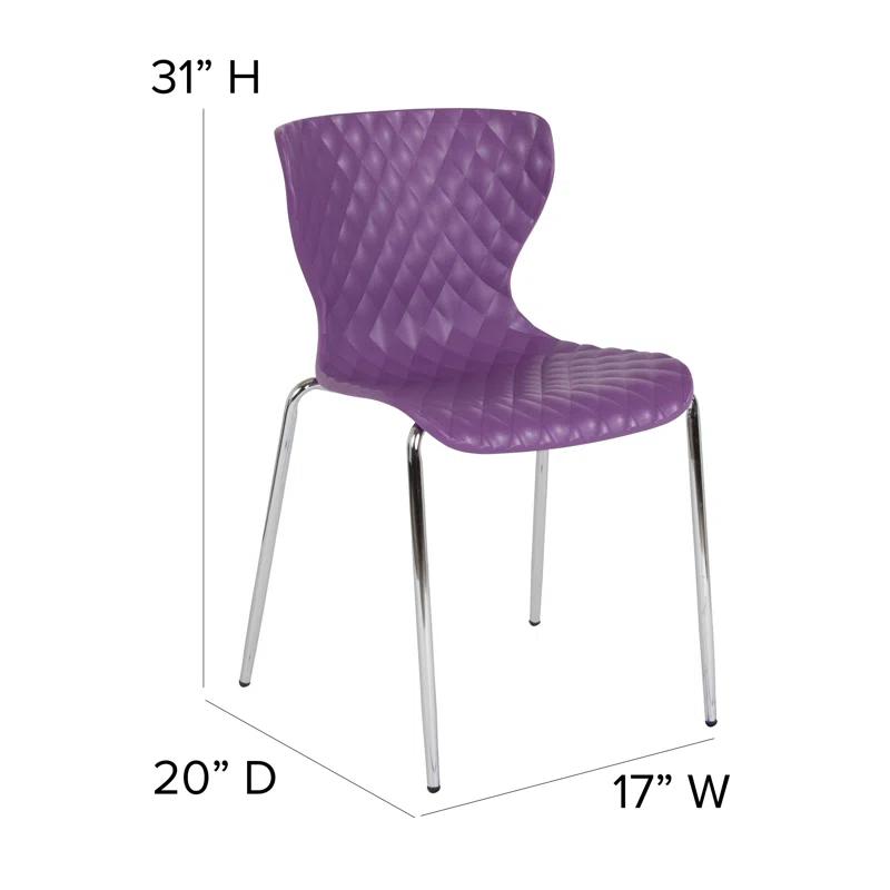 Contemporary Lowell Purple Metal Stackable Chair