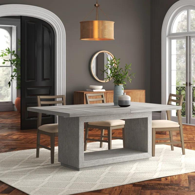 Oxford Modern Extendable Dining Table in Distressed Basalt Gray