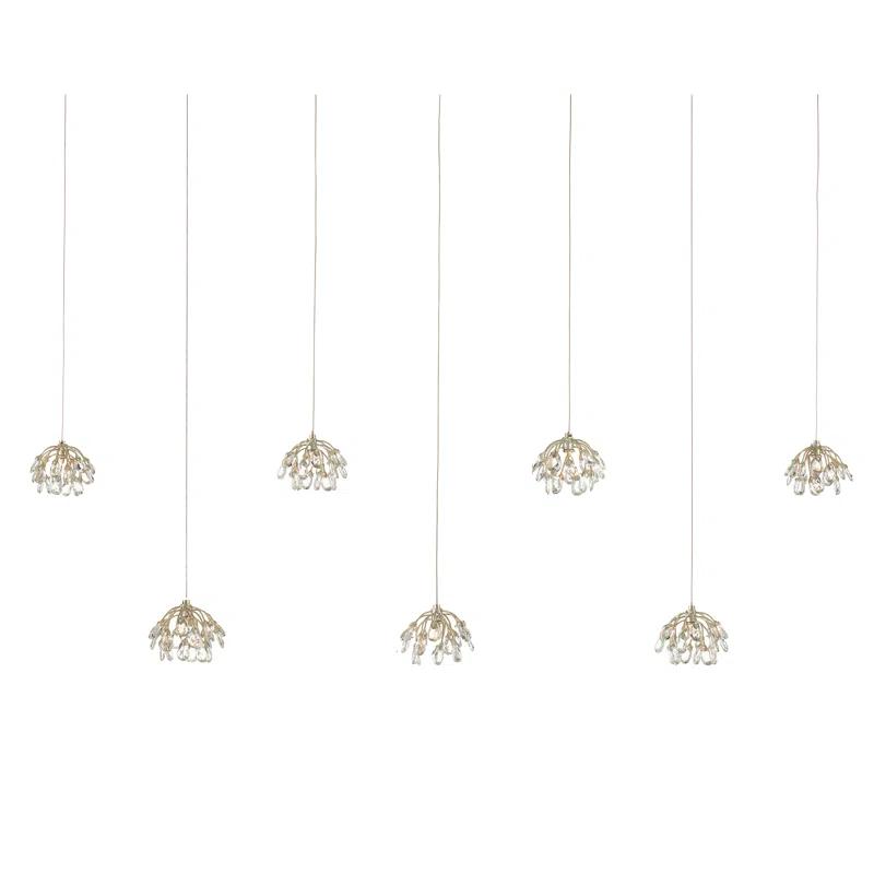 Elegant Crystal and Silver 7-Light LED Island Pendant