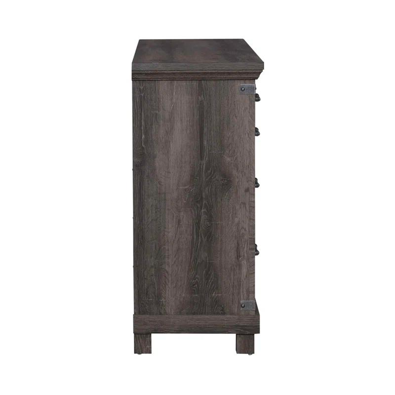 Brownstone Rustic Queen Panel Bed with Dresser and Mirror