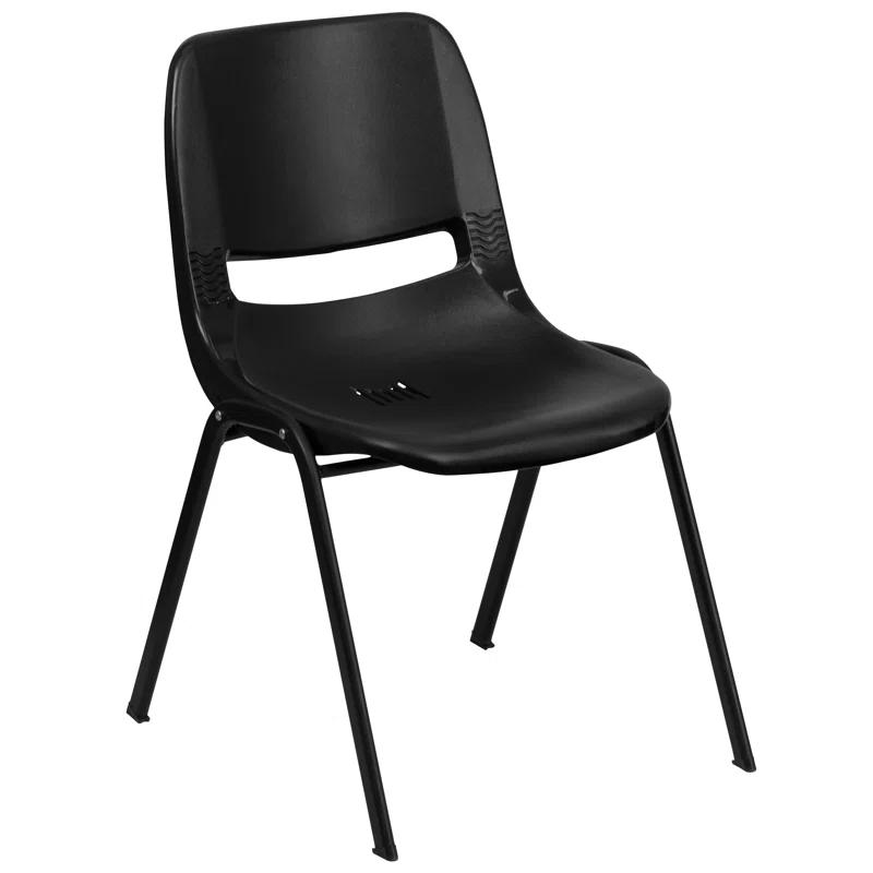 ErgoKids 440 lb Capacity Black Metal Stack Chair for Preschool