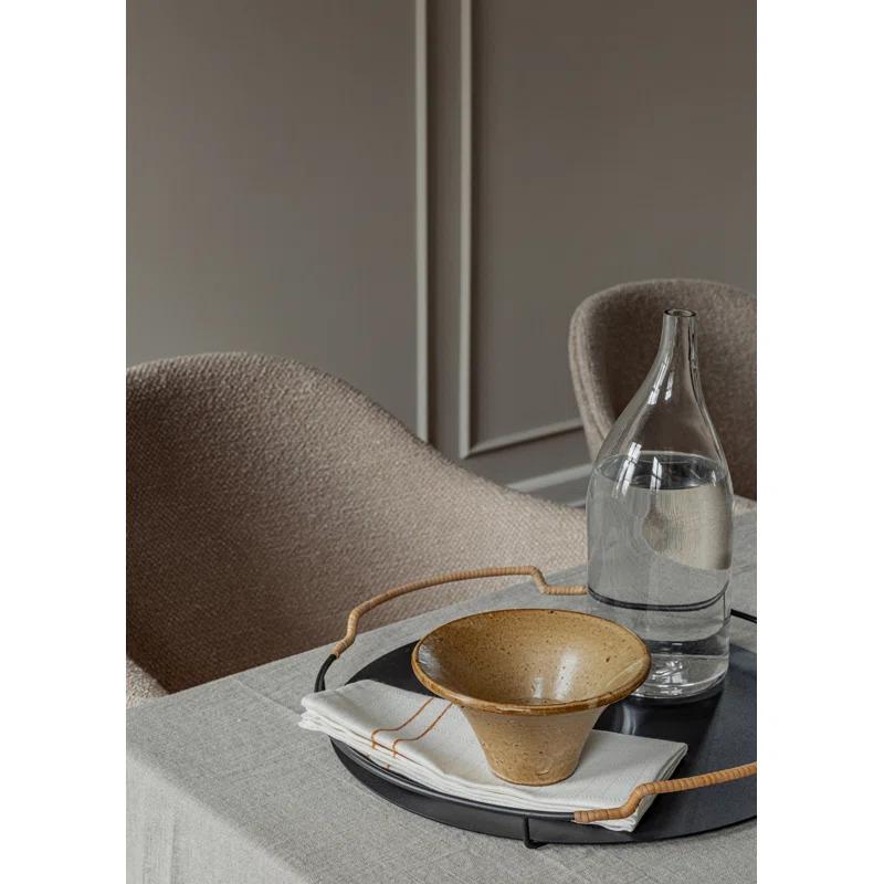 High-Backed Harbour Blue Leather & Natural Oak Side Chair