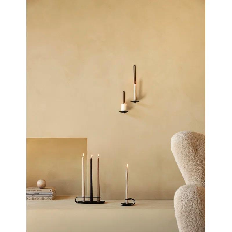 MENU Clip Candleholder. Minimalist Candleholder. Hold 1 or 3 candesticks. Simple Elegant Home Decor. Black or Gold (3-Candle, Black)