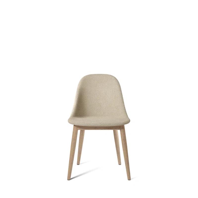 High-Backed Harbour Blue Leather & Natural Oak Side Chair