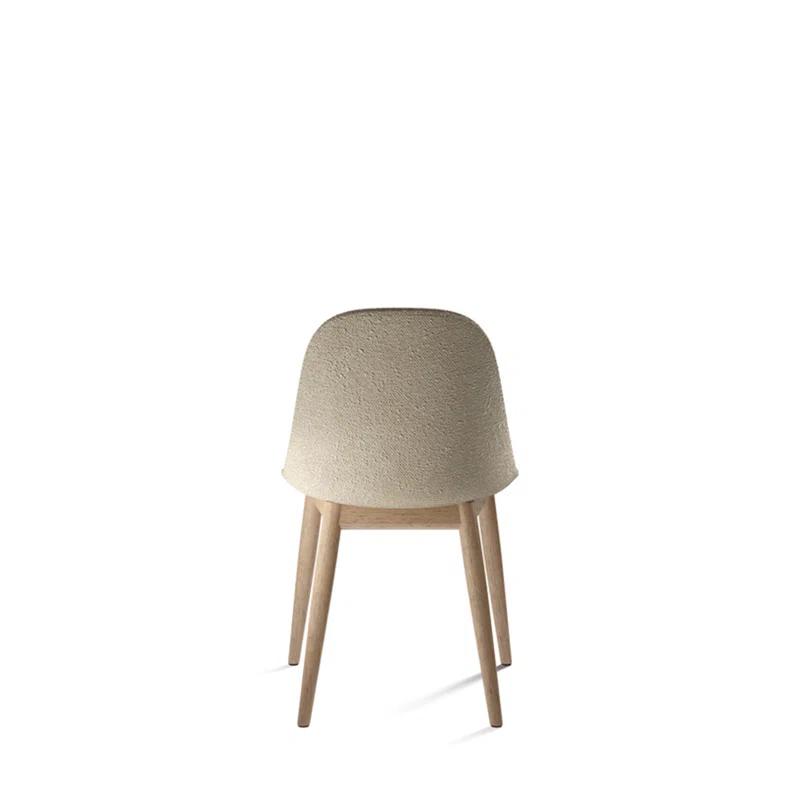 High-Backed Harbour Blue Leather & Natural Oak Side Chair