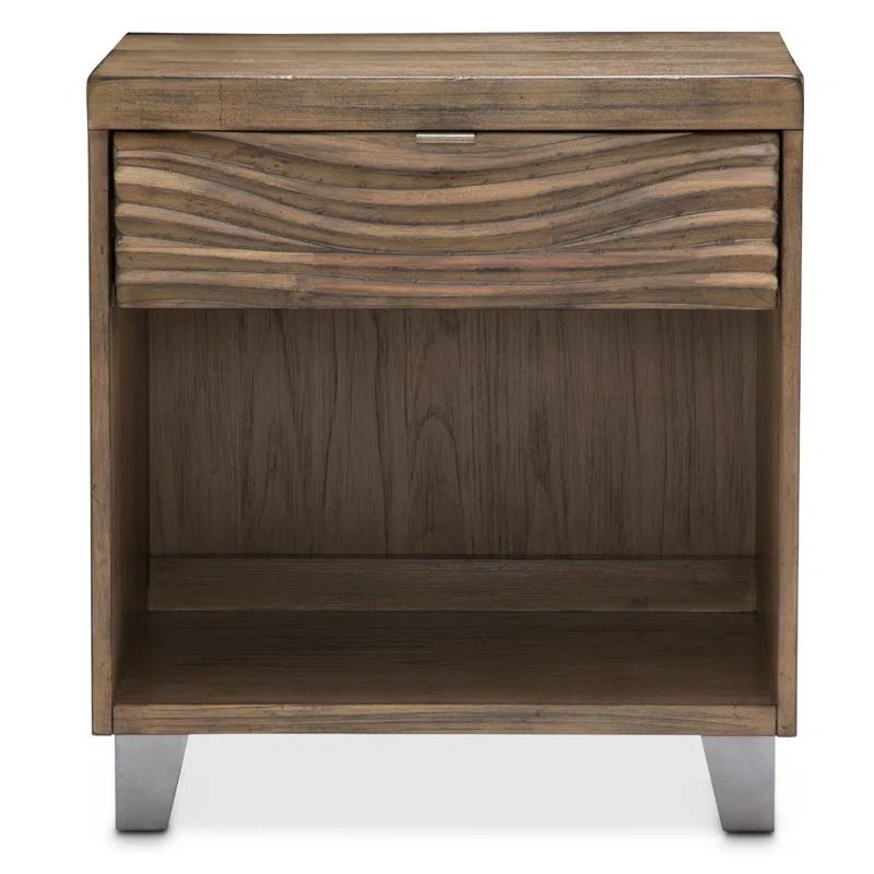 Del Mar Sound Transitional 1-Drawer Nightstand in Warm Brown