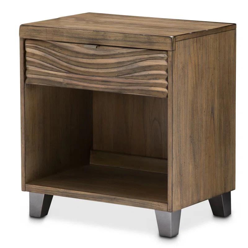 Del Mar Sound Transitional 1-Drawer Nightstand in Warm Brown