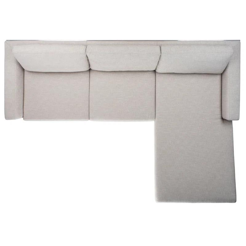 Camila Off-White Wool Blend Sectional Sofa with Brushed Stainless Steel Legs