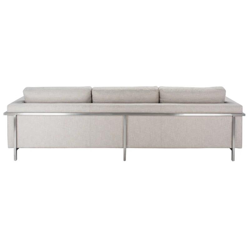 Camila Off-White Wool Blend Sectional Sofa with Brushed Stainless Steel Legs