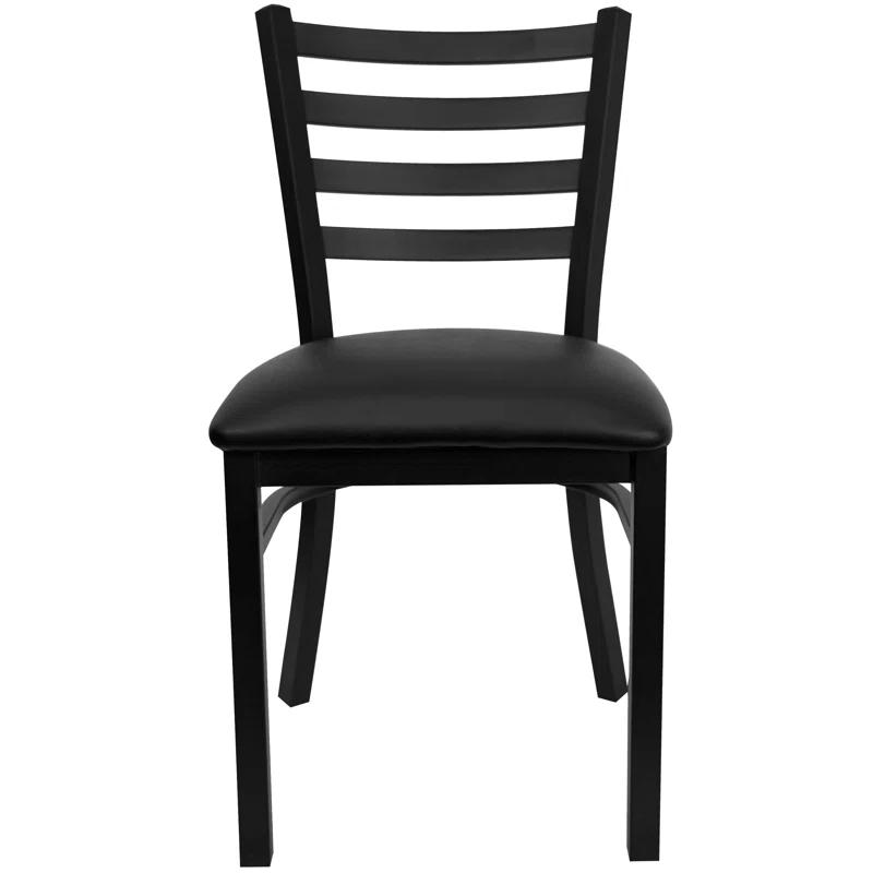 Elegant Ladderback 32'' Dining Chair with Black Vinyl Seat