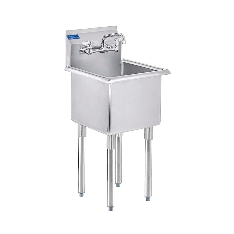 Stainless Steel Utility Sink with Faucet (Bowl Size: 15" X 15"). Restaurant, Kitchen, Laundry. NSF