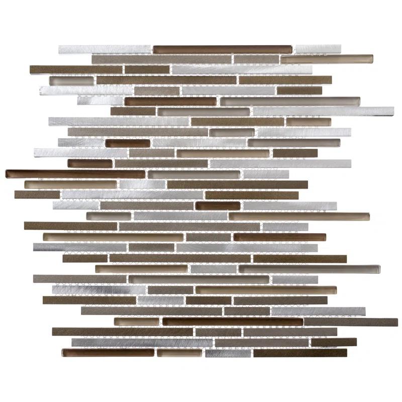 Klein- Bache Aluminum & Glass Random Brick Mosaic Wall Tile