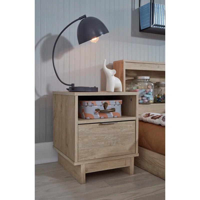 Altie Transitional Brown 1-Drawer Nightstand with Open Cubby